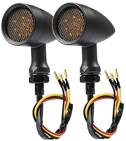 Riloer Motorcycle Indicator Lights, Waterproof Bullet LED Indicator Lights for Motorcycles, motorbike bike indicators,Compatible wtih HarleyCompatible with Kawasaki Off Road etc(2PCS,Aluminum,12V)