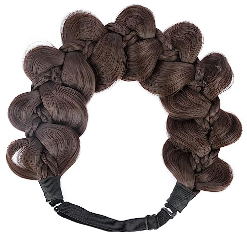 BOBIYA Kinky Kürbis Synthetisches Haar Geflochtenes Stirnband Breite Geflochtene Zöpfe Elastisches Stretch Stirnband für Frauen Mädchen (Schokolade)
