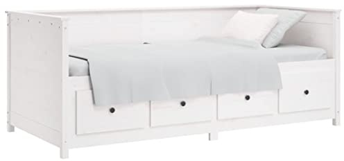 vidaXL Tagesbett Sofabett Gästebett Sofa Einzelbett Bettsofa Bett Bettgestell Schlafsofa Holzbett Bettrahmen Weiß 80x200cm Massivholz Kiefer
