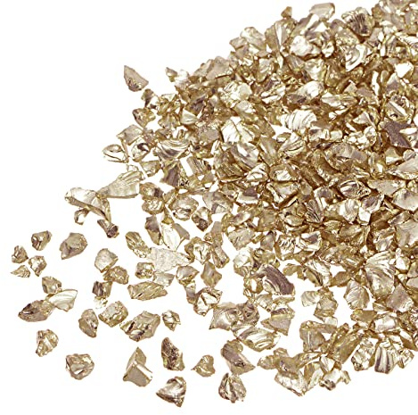 sourcing map 20g Glassplitter 2-4mm unregelmäßiges metallisches Glitterglas Champagner Gold