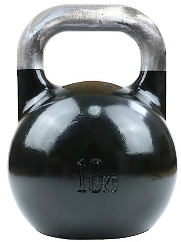 TITAN LIFE PRO Kettlebell Steel Competition 10kg. Schwarz. Professionelle Kugelhantel. Wettkampfeinsatz. Große Bodenfläche. Legierter Stahl