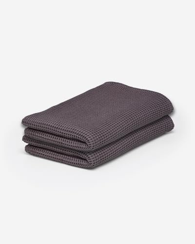 ettitude 100% Lyocell from Organic Bamboo Waffle Bath Towel Set of 2, Slate (Grey), Soft, Absorbent, Quick-Drying, Sustainable Towels