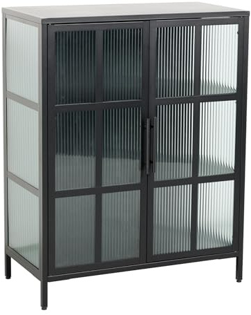 riess-ambiente.de Industrial Vitrine DURA Steel 80cm schwarz Metall Riffelglas