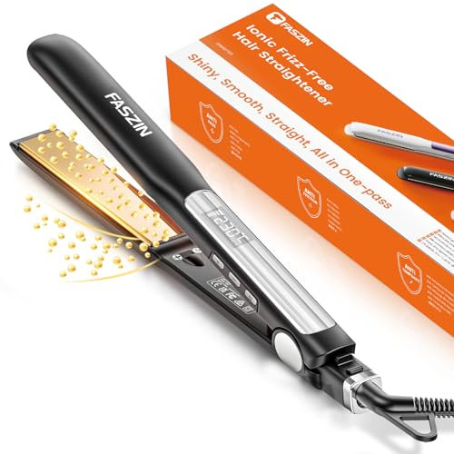 Faszin 2 in 1 Glätteisen Locken und Glätten, 20s Schnellaufheizung, Titanplatten Ionen Haarglätter für einen glatten Stil, 3D-Schwebepanel verhindert Haarziehen, mit LCD-Display, 130°C-230°C - Schwarz