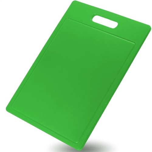 Gastronett skärbräda med saftgrind och handtag köksbräda skärbräda köksbräda för skärning cocktailbräda barberett trancherbräda grön 35 x 25 x 1 cm plast BPA-fri diskmaskin säker