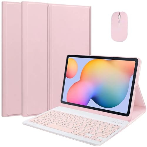 EHLCYS Custodia con Tastiera per Lenovo Tab M10 Plus 3a Gen 10,6 Pollici 2022 Tablet, Tastiera Bluetooth Wireless Rimovibile Magnetica, Custodia Multi-Angolo Ultrasottile con Mouse,Rosa