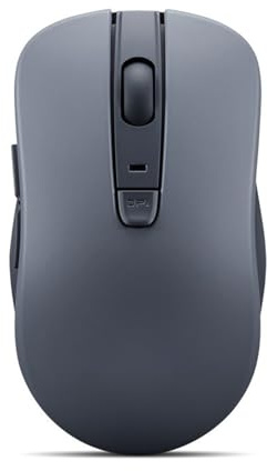 Lenovo Bluetooth Silent Mouse (WL300) - 5 Button Computer Mouse with Silent Left & Right Click – Sculpted Grip, Microsoft Swift Pair, Up to 1600 DPI (Grey)
