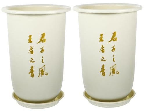 FONDOTIN 2st Blumentopf Orchideentöpfe Keramik Pflanztopf Für Orchideen Zimmerpflanzenbehälter Chinesische Bonsaischale Frühlingsdekoration Für Den Außenbereich Vase Kaktus Weiß Asien Harz