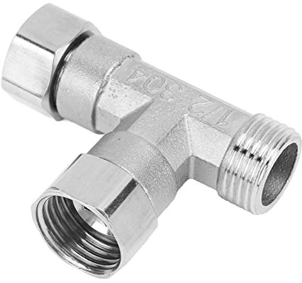 Akozon Rohrverschraubung 3, Rohrleitungsadapter G1/2 für Wasser-Luftweg-T-Stück 304-Edelstahl-Schlauchverbinder (2 Innengewindeverbindungen und 1)