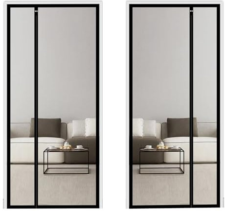 Insektenschutz Tür Vorhang,105x240cmPolyester Lamellenvorhang mit Heavy Duty Mesh & Full Frame Klettverschluss Klemmleiste Fliegenvorhang - Schwarz