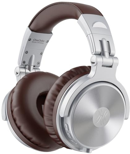 OneOdio ProC Bluetooth Cuffie senza fili e modalità cablata, 110 ore di utilizzo, cuffie audio con microfono, Hi-RES audio, cuscinetti in proteine morbide, extra bassi, comode leggere pieghevoli