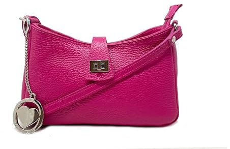 Chicca Borse Borsetta Tracollina da donna in pelle, borsa a tracolla clutch (Fucsia)