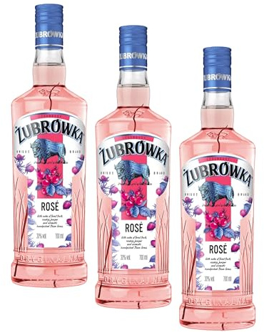 Zubrowka 70cl Rose Flavoured Vodka, 32 Percent ABV (Pack of 3)