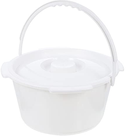 PLAFOPE Orinal para Adultos Tapa, Cubo de Pp Blanco, Portátil y Ligero, Fácil de Limpiar, Adecuado para Mayores en Casa | Ancianos y Hombres, Fácil de Guardar y Limpiar, Escupidera Portátil de Uso Diario