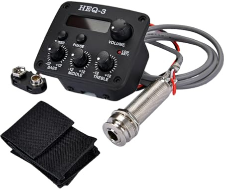TOYANDONA Akustikgitarren Vorverstärker mit 3-band Eq Piezo Tonabnehmer Lcd Tuner Lautstärkeregler und Rauschunterdrückung für Gitarre