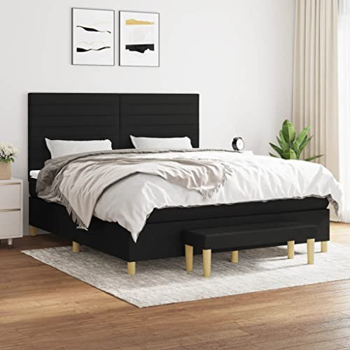 Brokky Boxspringbett mit Matratze Betten Mit Matratze Schlafzimmer Bett Boxspringbett Mit Matratze Schwarz 160x200 cm Stoff - 3137247