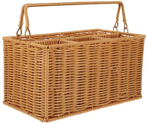 ABOOFAN Utensilienhalter Weave Organizer Korb Imitation Rattan Besteck Organizer