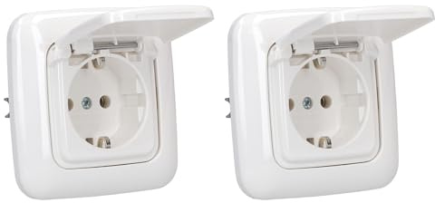 Busch-Jaeger Reflex SI Steckdosen Set mit Klappdeckel 1-fach 2x | 2× 20 EUK-214 SCHUKO Steckdose mit Klappdeckel + 2× 2511-214 Rahmen