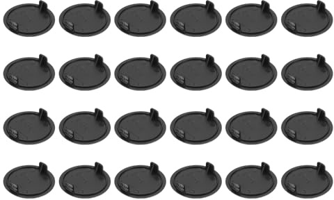 sourcing map 24Pcs Hinge Hole Covers, 35mm(1 3/8) Dia Plastic Concealed Hinge Hole Cover Plug Cap Round Flush Type Caps for Furniture Cabinet Cupboard Wardrobe Dresser, Black