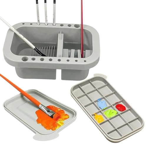 3-in-1 Paint Brush Cleaner Pot – Multifunctional Paint Water Pot, Brush Holder & Palette | Ideal for Oil, Watercolor, Acrylic Painting | Durable & Portable Art Tool for Artists, Kids & Beginners