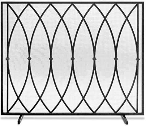 Pare-feu de cheminée Moderne et Autonome, écran Plat de 100 cm de Large avec Grille Fine, Outil de cheminée pour feu de Bois/briquettes de Charbon