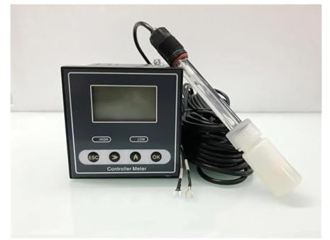 VCHICS Testeur de pH du Sol, Contrôleur de pH-mètre en Ligne avec RS485, Sortie à Bas Prix, contrôleur de pH-mètre hydroponique Automatique pour Jardin et Plantes en Pot(Gold)