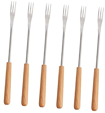 Mipcase 6 pièces Fourchettes à Fondue Acier Inoxydable avec Poignée Outils de Cuisine pour Barbecue et Activités Extérieur pour Fruits et Desserts