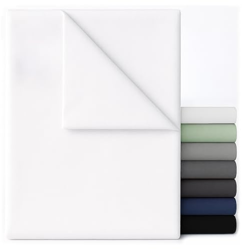 Dreamzie - Bettlaken ohne Gummizug 220x270 cm - Mikrofaser Ultraweich | Für Betten 120x200/140x200 cm · Weiß · Flaches Betttuch · OEKO-TEX · Bügelfrei · Schnelltrocknend · Pflegeleicht · Leintuch
