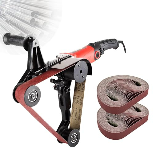 LwiftGal Lijadora Y Pulidora De Tubos, Bandas De Lijado, 6 Velocidades Ajustables, Cubierta Protectora, Herramienta Profesional para Pulir PláStico, Aluminio, Hierro, Acero With100sandingbelts
