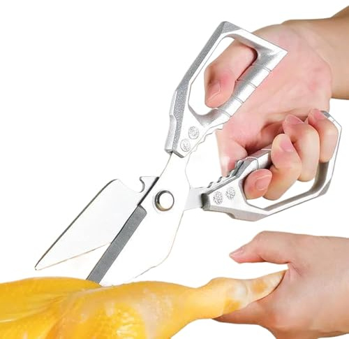 Cesoie Per Carne Pesanti Con Funzione Raschiasquame e Rompiguscio | Alimentari Multiuso Lavabili in Lavastoviglie Taglio pollo, frutti di mare, ossa e raschiatura squame