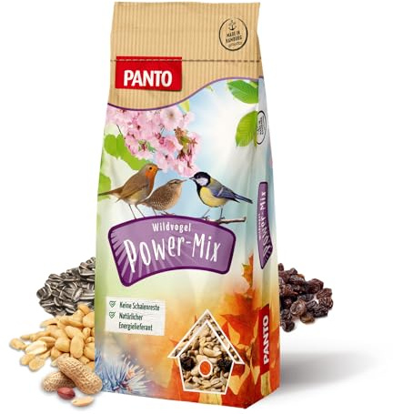 PANTO Power Mix 12,5 kg – Wildvogelfutter Streufutter, energiereich | Vogelfutter mit Sonnenblumenkernen, Erdnüssen, Rosinen & Getreideflocken – kraftvoll für Futterhäuschen & Futterplatz