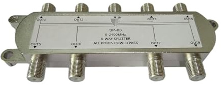 Divisor De Señal Satelital 8 Vías 5 A 2400 MHz GSP-08, Antena TV, Diplexor Coaxial RF, Combinador, Conmutador Cable Cobertura más amplia