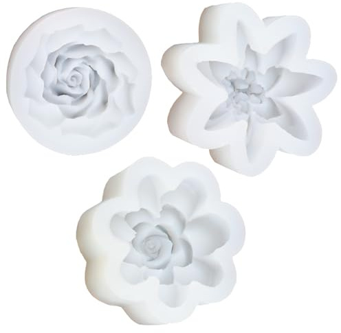micherr Juego de moldes de silicona para hacer velas de jabón hechas a mano, 3 diseños florales, materiales de grado alimenticio, fácil liberación
