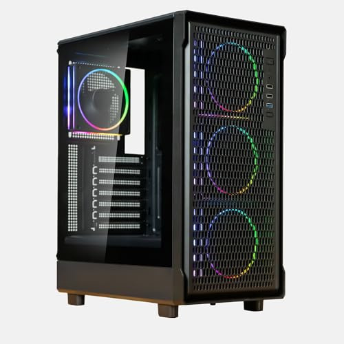 Kolink AM2 ARGB PC Case Black | ATX Mid-Tower with High Airflow, Four Pre-Installed ARGB Fans for Efficient Cooling and