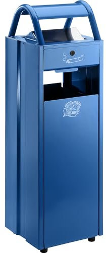VAR | Abfallsammler mit Ascher und Regenschutzdach | Volumen 35 l | BxHxT 300 x 960 x 250 mm | blau RAL 5010