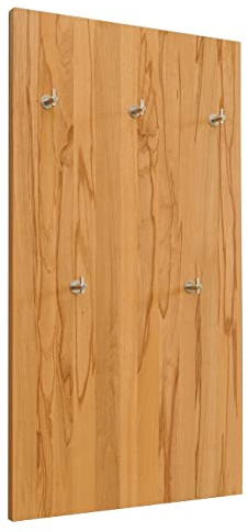 Holzprojekt-Summer Wandgarderobe Flurgarderobe Garderobenpaneel Massivholz Kernbuche mit 5 Kleiderhaken