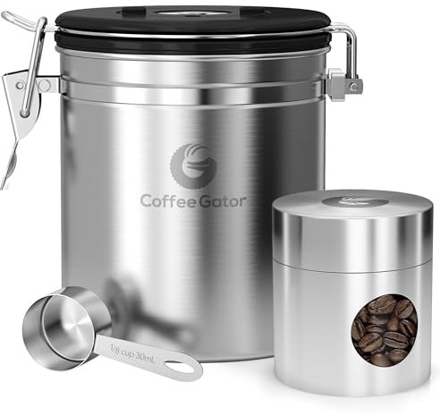 Coffee Gator Coffee Canister 1300 ml & 300 ml, Airtight Food Storage Containers for Coffee Beans, Ground, Sugar, Tea, Flour, Rice, Cereal