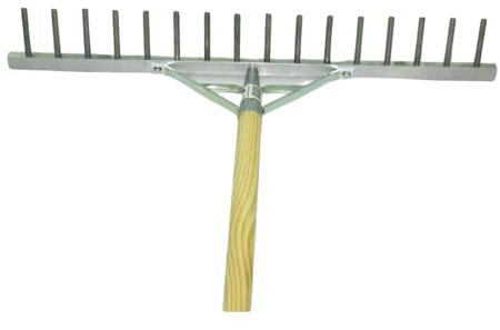 Polar Aluminium-Rechen Rasenrechen Bauern-Harke 60 cm 16 Zinken mit 150 cm Stiel