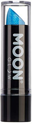Moon Glow Neon UV Glitzer-Lippenstift, leuchtender neonfarbener Lippenstift, leuchtet unter UV-Strahlung (blau, 5 g (1 Stück))