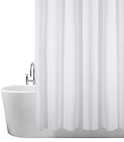 ANSIO 2-pack duschdraperi – 180 x 180 cm (71 x 71 tum) – massivt vit, badkarsgardin, antimögel och tvättbart duschdraperi med 12 duschdraperiringar | 100% polyester