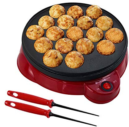 Health and Home Electric Takoyaki Maker With Free Takoyaki Tools - Specialty & Novelty Cake Pans for Takoyaki Octopus Ball, Pop, Ebelskiver, Aebleskiver -Easy Clean