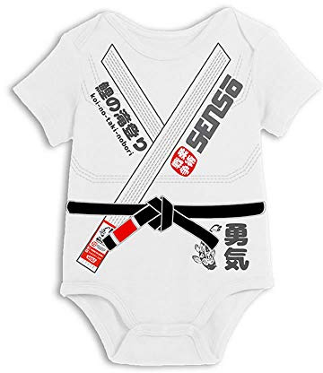 Baby Jiu Jitsu Bodysuit - Yuki Model BJJ Gi for Little Black Belts… (0-3 Months)