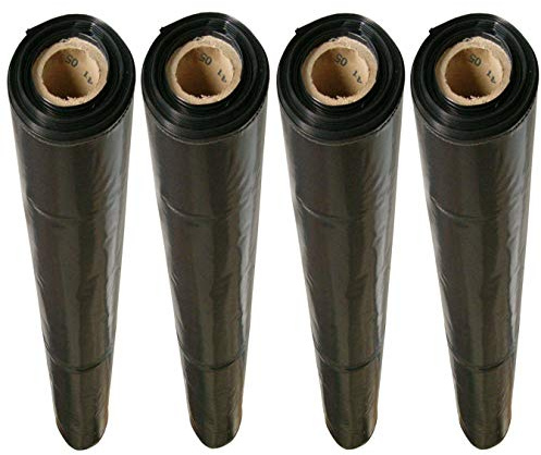 doitBau Baufolie Typ 150 schwarz – Abdeckfolie aus LDPE 4 × 25 m – 4 Rollen (400 m²) reißfeste Schutzfolie für Bau und Renovierung