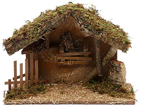 Holyart Étables crèche et Grottes: Cabane pour crèche en Bois et liège 25x35x15 cm