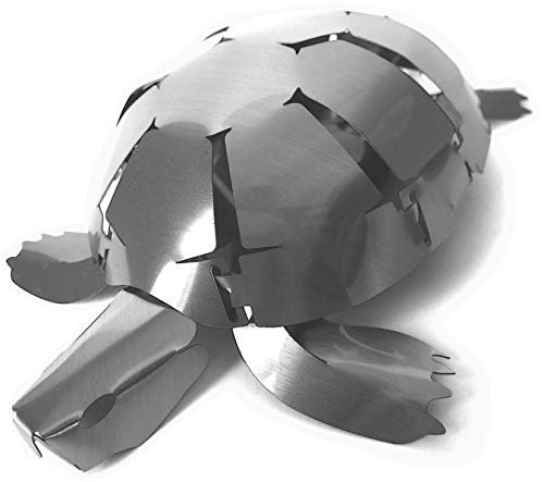 Designmanufaktur Edelstahl Skulptur - Schildkröte - Pop-up 3D Figur - Tier Skulptur zum selber basteln | Wohnzimmer Deko Wohnzimmer Figuren Deko Wohnzimmer modern Wohnzimmer Deko modern