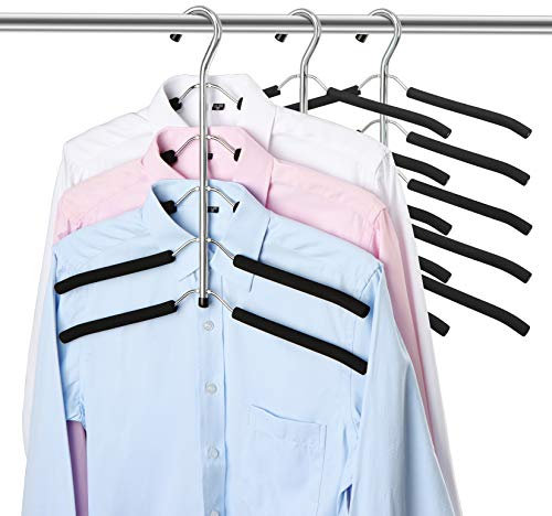 ZriEy Mehrlagiger Kleiderbügel, 5 Bügel pro Aufhängung, mit Aufhänger platzsparend für Kleiderschrank,Oberbekleidung, platzsparend, rutschfest, Mehrfachbügel, schwarz 3 Pack