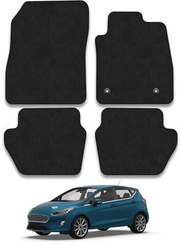 Ford Fiesta (2017+) Compatible Car Mats Accessories Carpet Tailored Fit Black Trim Full Coverage Accessory Floor Mat Water-Resistant Anti Slip Backing Full Coverage Hand-Finished with Clips
