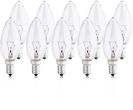 KOR Pack of 10 Small Screw Candle Bulbs, Clear Edison Screw in Bulb SES /e14, 240V