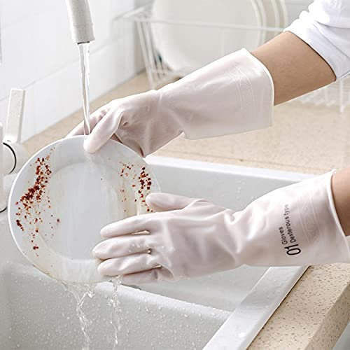 MWBLN Dishwashing gloves,latex Gloves,Kitchen Cleaning Durable Dishwashing Work Garden Household Rubber Gloves M