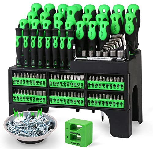 SWANLAKE 117PCS Magnetic Screwdrivers Set with Plastic Ranking,Tools for Men